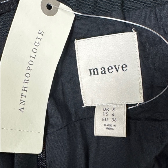 Maeve Anthropologie Black Strapless Plunge Peplum Top Size 4 - Picture 10 of 12